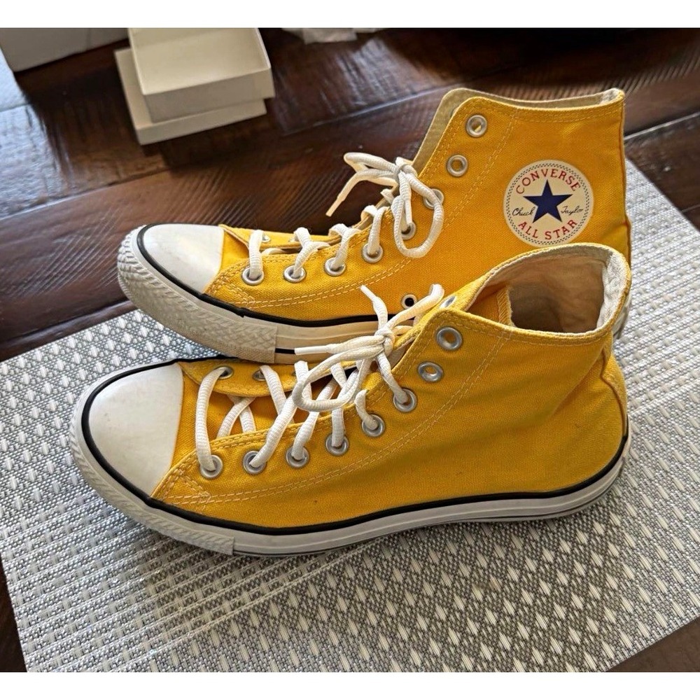 Converse Chuck Taylor All Star High Top Yellow Canvas Sneaker Men 8 Women 10